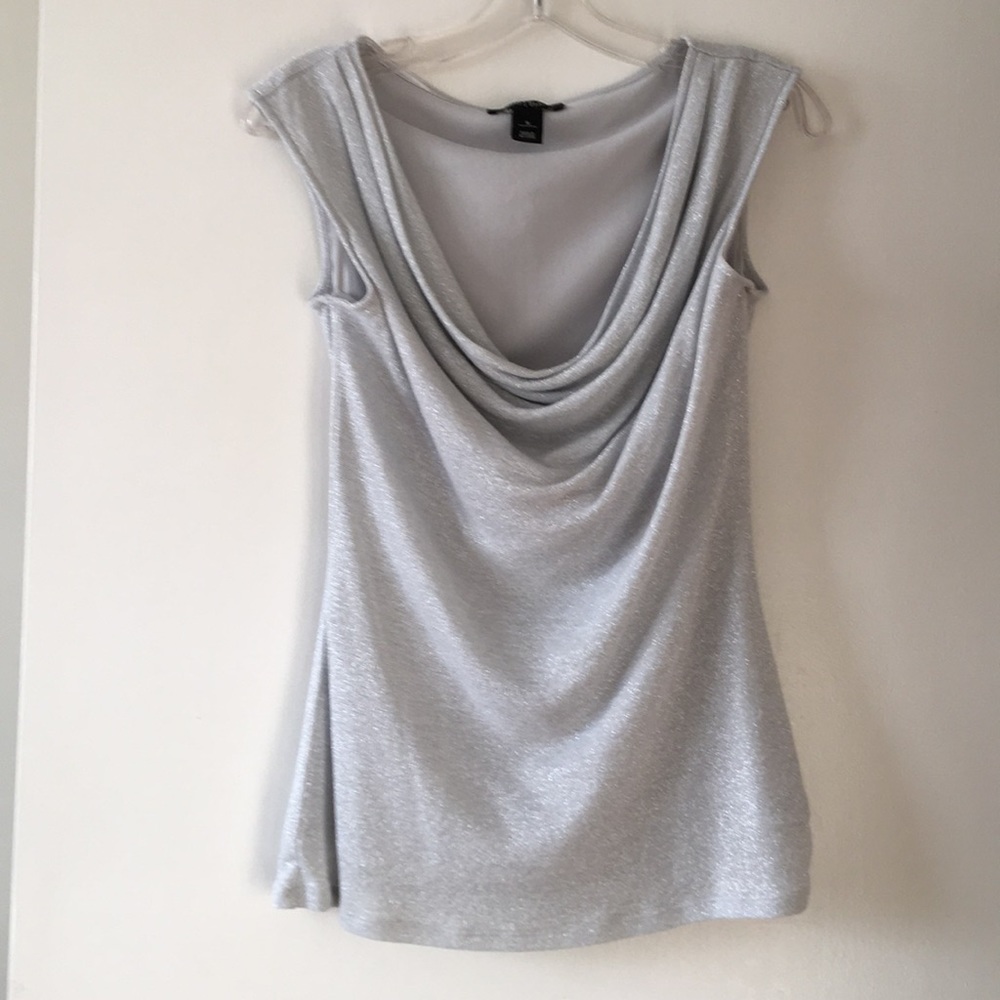 WHBM Dove grey sparkly boat neck knit shell size S